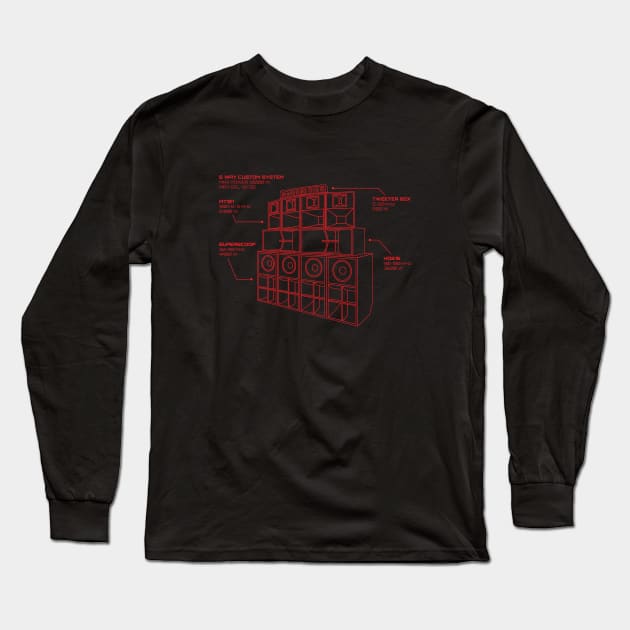 Sound System Diagram Long Sleeve T-Shirt by Atomic Malibu